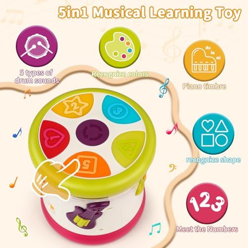 5-in-1 Musical Baby Drum Sensory Toy for Infants & Toddlers Early Learning - Image 2
