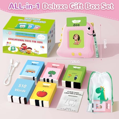 Talking Flash Cards with 510 Sight Words, Girls Toys for 2-4 Years (Pink) - Image 7