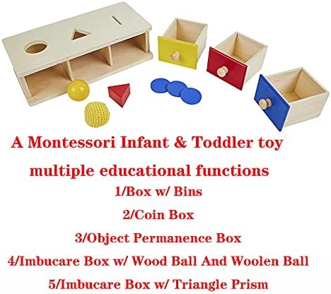 Montessori Box with Bins Coin Object Permanence and Drawer Infant & Toddler - Image 2