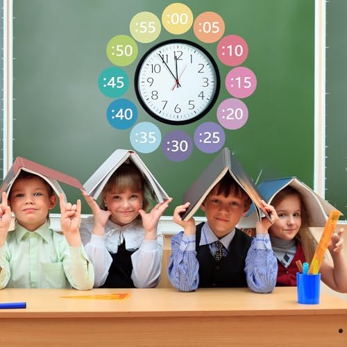 Clock Numbers Bulletin Board Kits, Paper Telling Time Teaching Clock for Kids Labels, Learning to Tell Time Cutouts for Elementary Math Classroom Must Haves (Colorful) - Image 7