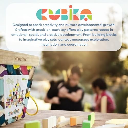 CUBIKA 100 Piece Wooden Blocks Construction Kit– Montessori-Inspired Stacking Toy for Toddlers and Kids– Durable Wooden Blocks for Creativity, Fine Motor Skills, and Early Learning - Image 7