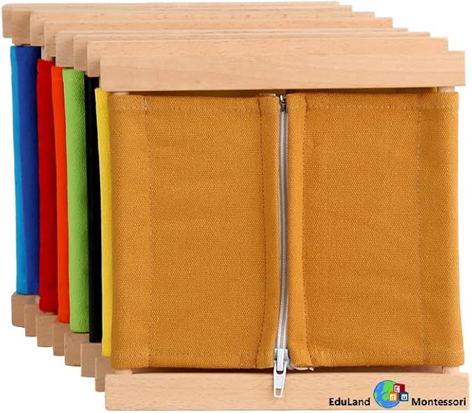 Practical Life Dressing Frames Set: Velcro Frame, Big Button Frame, Buckle and Strap Frame, Snap Fastener Frame, Lacing Frame, Bow Tying Frame, Zipper Frame, and Flower Knot Frame - Image 9