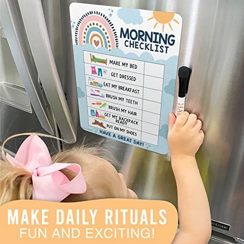 Dry Erase Morning & Bedtime Routine Chart for Kids Stickers Magnetic - Image 7