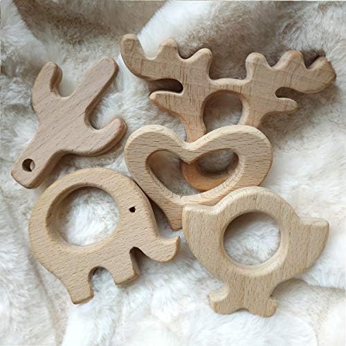 10pcs Natural Wooden Antlers Montessori Toy Pendant Pure Natural Beech Wood Animal Shape Toys for Handmade Necklace/Bracelet (Antlers 10pcs) - Image 5