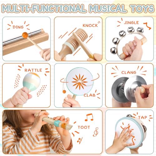 Baby Musical Instruments - Montessori Wooden Musical Toys for Toddlers Kids - Image 2