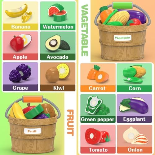 Play Food Toys for Kids Kitchen, Cutting Food Sorting Toy, Pretend Play - Image 2
