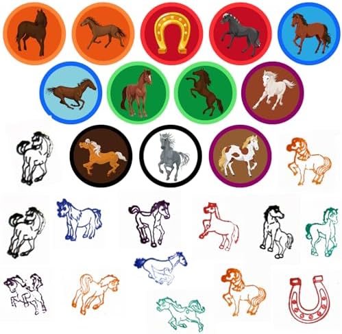 Cinrobiye 24 Pcs Horse Party Favors Stampers for Boys Girls,Pre-Inked Western Pony Stamp Set for Birthday Party Supplies Cowboy Themed Goody Bag Fillers Classroom Rewards Pinata Prizes DIY Crafts - Image 2