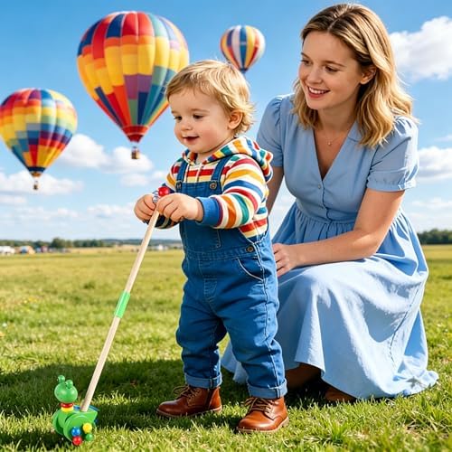 Generic Walking Toy, 55cmx12cmx10cm Wooden Pull Along Walker, Cartoon Animal Design Push Pull Toy, Early Walking Support for Indoor Outdoor Use in Bedroom Living Room Yard (1s) - Image 2