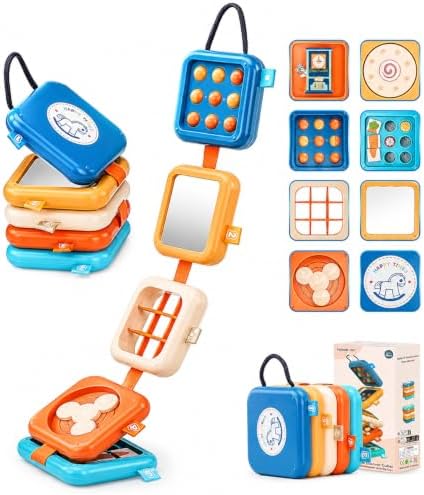 Busy Board for 1 Year Old, Travel Toys for Toddler 1-3 on Plane Car, Montessori Busy Board Busy Cube, Toys for 1 Year Old Boy Girl, Stocking Stuffers for Toddler (Blue) - Image 2