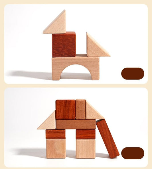 29 Pcs Wooden Building Block Toy, Natural Wood Blocks Set for Kids - Image 2