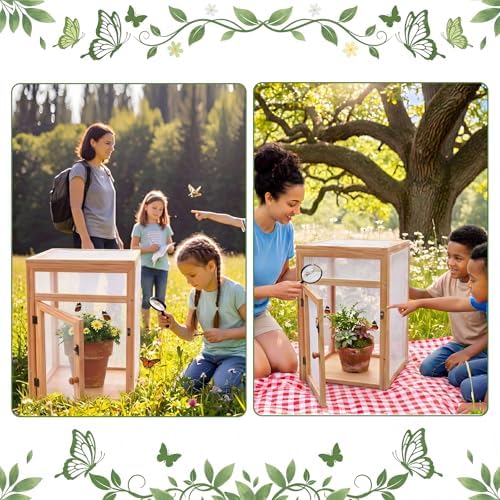 Bucherry Wooden Butterfly Habitat Cage Monarch Caterpillar Enclosure, 15.7" - Image 6