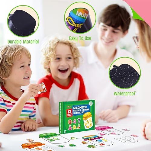 12 Pieces Magnetic Color Sorting Toys, 60 Color, Number & Math Symbol Magnets Early Educational Sorting Set for Refrigerator Whiteboard Baby Toddlers Kids - Image 7
