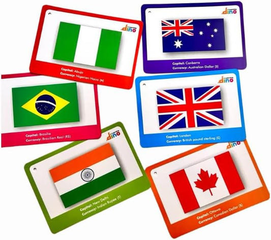Flags of The World Flashcards | Covers 50 Countries with Country Flag, Map, Economy, Language, Currency & More | Helps Kids Learn Geography in a Fun Way | Premium Quality | by Learning Dino - Image 2