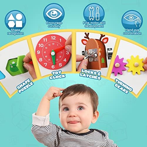 TOY Life Wooden Busy Board Montessori Toys for Toddlers Activity Board Sensory Toys for Toddlers 1-3 Busy Boards for 1 Year Old Travel Toy Educational Activities Motor Skills Toys - Image 2