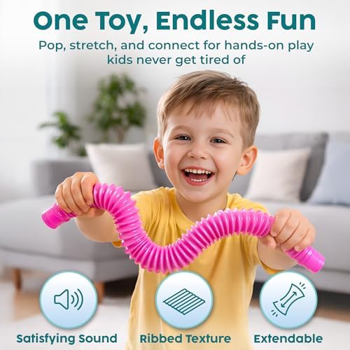 BUNMO Pop Tubes - Sensory Toys - Fidget Toys - Imaginative Play & Stimulating Creative Learning - Hours of Fun for Kids - Tons of Ways to Play - Non-Mouthable Toy 3+ - 30 Pack Large - Image 2