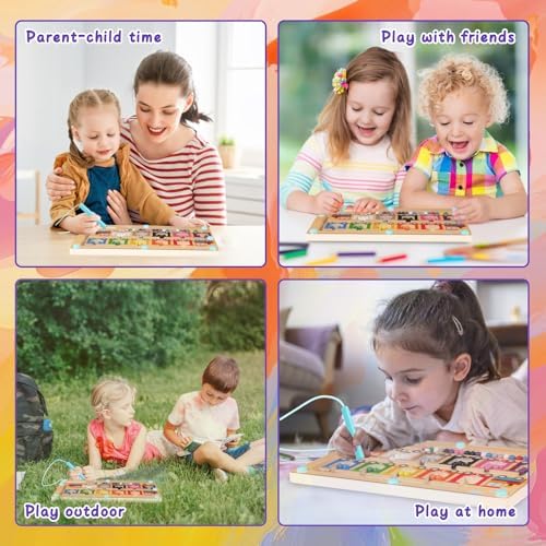 Magnetic Color and Number Maze, Montessori Toys for 3 4 5 Year Old, Wooden Magnet Balls Puzzles,Learning Educational Sensory Toys for Toddlers and Kids Boys Girls,Christmas Stocking Stuffers for Kids - Image 7