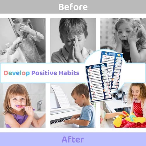 3 in 1 Bedtime/Morning/Weekly Astronaut Routine Chart for Kids, Magnetic Chore Chart for Toddlers, Visual Schedule for Kids Toddlers Schedule Board for Home - Image 7