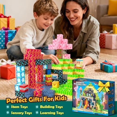 Soyee Magnetic Blocks 150 PCS Building Toys for Ages 4-8 9-12 3-5 Forest & Mine Theme Magnet Building Cubes STEM Sensory Toys for Kids for Boys & Girls - Image 7
