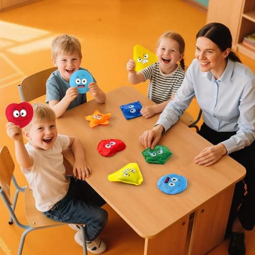 EYxsaxenk Bean Bags for Tossing Game Kids Outside Toss Game Nylon Bean Bag Toy Indoor Outdoor Toy for Toddler Holiday Family Party Throwing Game Supplies (Emotional 12Pcs) - Image 7