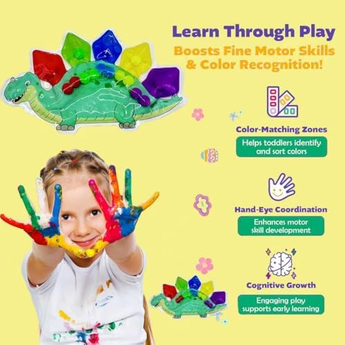 Dinosaur Color Sorting Toys Sensory, Toddler Sensory Toys, Travel Toy for Toddlers 1-3,Squeeze Fidget,Sensory Sorting Game, Educational Toy for Boys Girls Ages 3-5 - Image 5