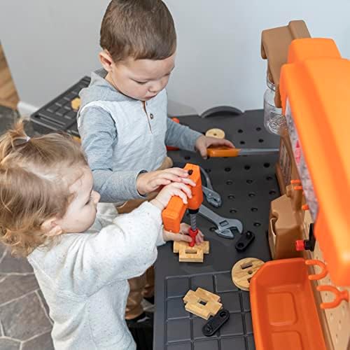 Step2 Pro Play Kids Workshop with Utility Bench, Indoor/Outdoor Tool Bench for Children, Interactive Play with Sounds, Made of Durable Plastic, Includes 76 Piece Toy Accessories, Toddlers 3+ Years Old - Image 7