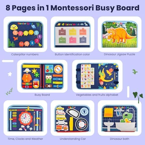 Busy Book for Toddlers 1-3, Montessori Toys Busy Board for 1 2 3 4 Year Old Boy Girl Birthday Gift Educational Learning Quiet Activity Book Airplane Car Travel Toys for Tollders Kids 1-3 - Image 2