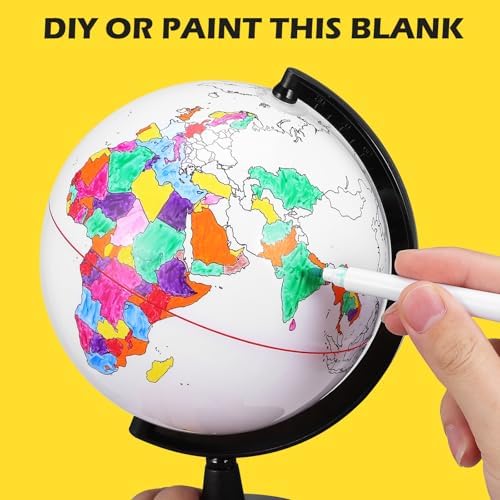 Alipis Diy Blank Globe Coloring Model, Erasable Interactive Globe for Kids, Desktop Prop for Geography Learning And Decoration, Portable Unpainted Ornament, 5. 57 Inch - Image 7