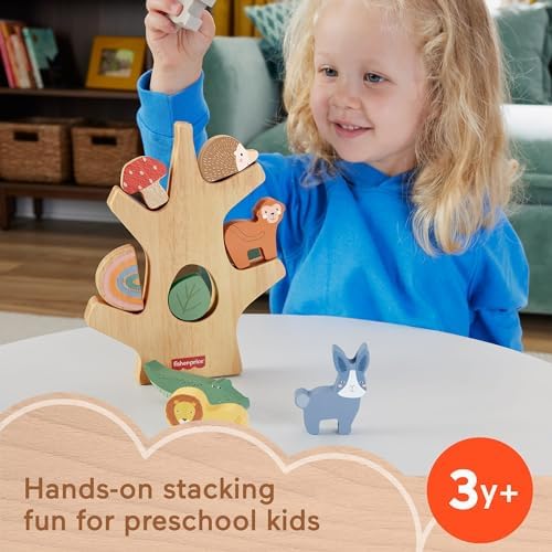 Fisher-Price Preschool Toy Wooden Balance Tree, 10 Wood Pieces for Stacking Developmental Play for Kids Ages 3+ Years - Image 2