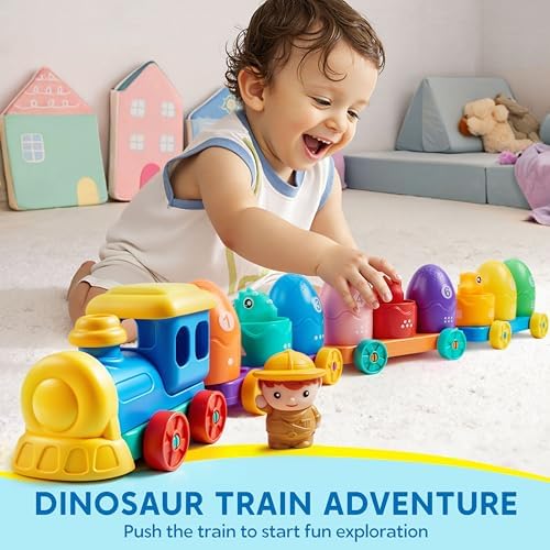 Play-Act Learning Toys for 1 2 3 Years Old, Counting, Matching & Sorting Montessori Learning Dinosaur Train Including 9 Dinosaurs, Birthday Gift for Baby Boys Girls - Image 2