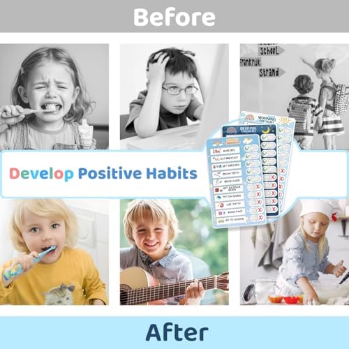 3 in 1 Bedtime/Morning/Weekly Routine Chart for Kids, Magnetic Chore Chart for Kid, Visual Schedule for Kid Toddlers Schedule Board for Home - Image 7