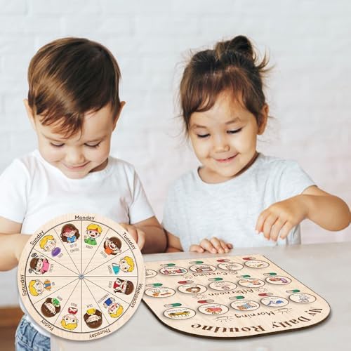 Personalized Wooden Daily Routine with Emotion Wheel, Daily Chore Chart for Kids, Behavior Chart at Home for Toddler, Visual Schedule with Feeling Wheel for Kids Boys Girls - Image 7