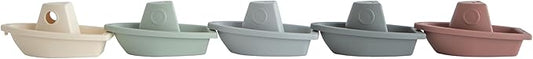 mushie Stackable Bath Boats Toy (Original) | Floating Bathtub Toys for Baby & Toddler, Set of 5 | Made in Denmark
