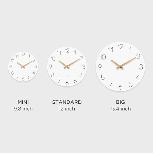mooas Flatwood Wall Clock (Wood Mini), 9.8" Non-Ticking Sweep Movement - Image 2