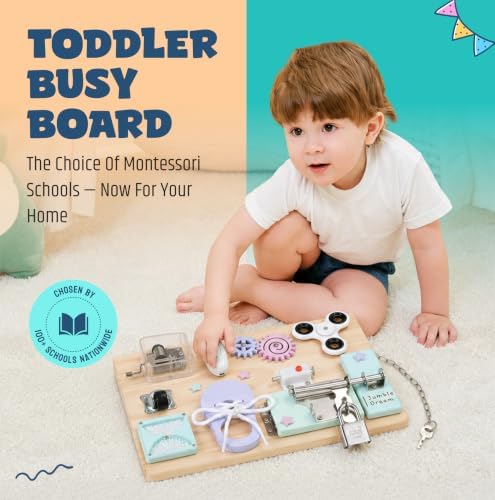 Jumble Dream Montessori Busy Board, Sensory Toddler Toy 3+, Pastel Party - Image 2