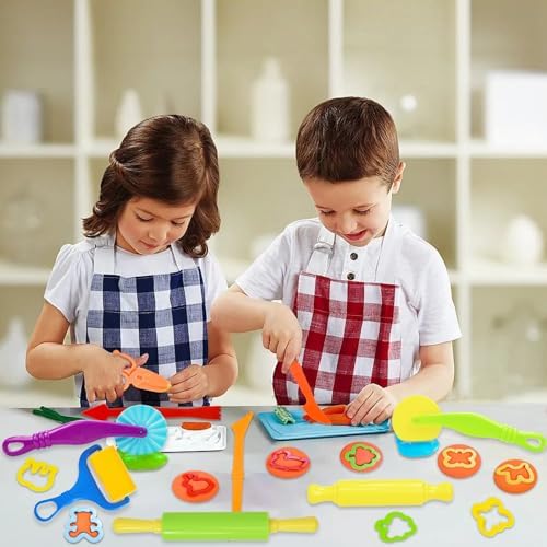LCY WEDSHI Dough Tool Set, 22 Pcs Dough Tools Sets for Kids Ages 4-8, Dough Accessories Includes Cutters Roller, Rolling Pins, Safety Scissors, Plastic Knife, Animal Shapes Cutters - Image 7