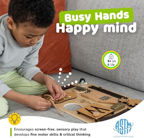 Montessori Busy Board with 10 Educational Activities for Fine Motor Skills - Image 2