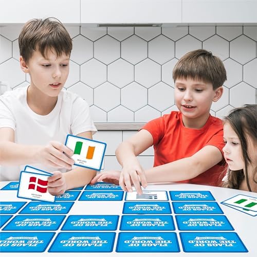 80 PCS Flags of The World Matching Game, A Fun & Fast Countries of The World Picture Memory Match Game, Educational Learning Toys Enhance Memory & Matching Skills for Kids Ages 3 and Up - Image 7