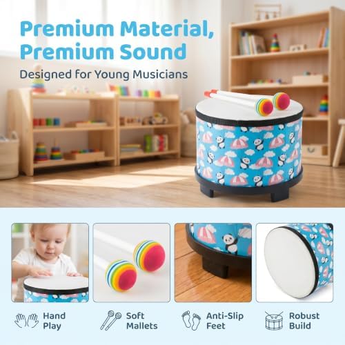 Kids Floor Tom Drum Toddlers: Baby Music Toys 8 inch Percussion Instrument - Image 2