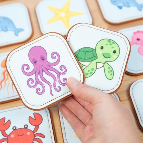 Felt Sea Creature Matching Game for Toddlers – Ocean Memory Game & Flash Cards – Soft and Safe for Ages 1+ – Montessori Preschool Learning Activity – Educational Sea Creature Toy for Girls & Boys - Image 7