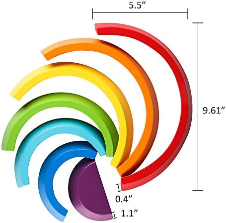 Coogam Wooden Rainbow Stacker Nesting Puzzle Blocks - Tunnel Stacking Game Building Creative Color Shape Matching Jigsaw Learning Toy Set Board Early Development for Kids Boy Girl - Image 2