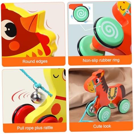 Duck Toys for Toddlers 1-3, Baby Pull Toy, Wooden Pull Toy with Bell & Non-Slip Wheel, Interactive Duck for 1-3 Year Olds, Develops Mobility, Balance & Hand Eye Coordination Skills, Yellow - Image 2