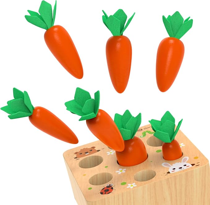 KMTJT Montessori Carrot Harvest Game Wooden Toy for 2 3 Year Old Toddlers - Image 6