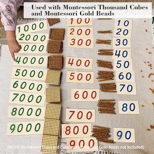 Hidoggy Montessori Small Number Cards with Box (1-9000), Wooden Math Number Counting Manipulative Toys, Basic Math Games Preschool Learning Educational Materials for Toddler Kids 3 4 5 Years - Image 7