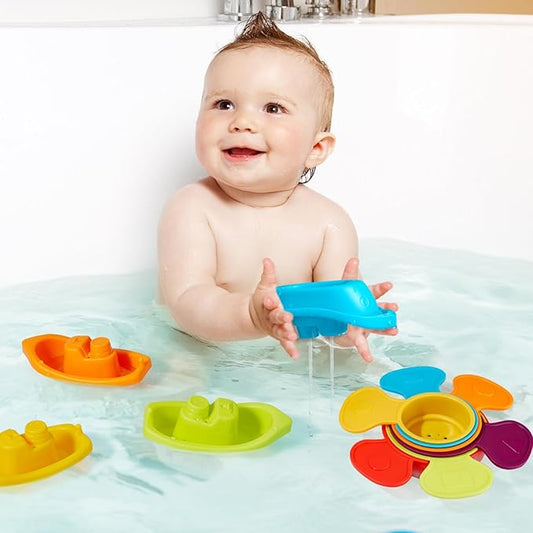 Baby Bath Toys for Kids Ages 1-3 11PCS Mold Free Bath Toys for Toddlers with Floating Boats and Spoons, Baby & Toddler Bathtub Sand Beach Pool Water Toys for Christmas Birthday Gifts