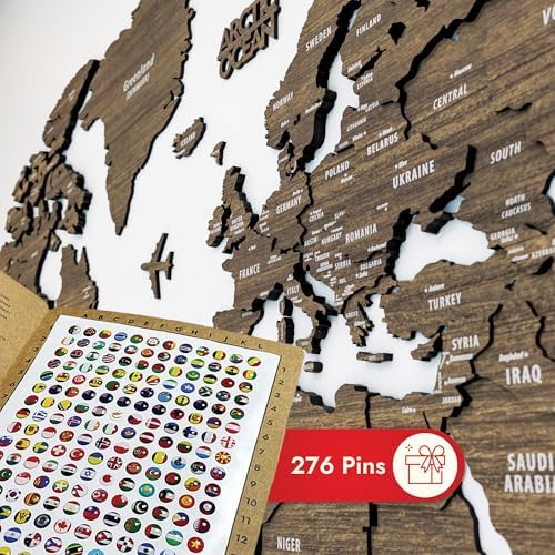 Colorfull Worlds, Multilayer 3D Wooden World Map, Travel Map States and Capitals, Wall Decor For New House, Gift For Travelers, Office Decor, Birthday Present, Living Room Decoration (2XL, Betül) - Image 6