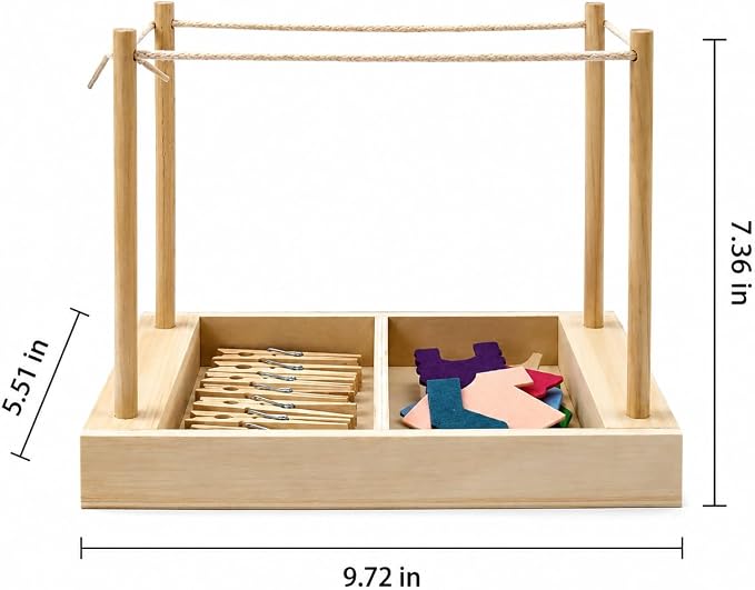 Kiddison Montessori Clothesline Activity Set – Practical Life Clothespin Work for Fine Motor Skills, Preschool & Classroom Use (Casa), Ages 3+ - Image 5
