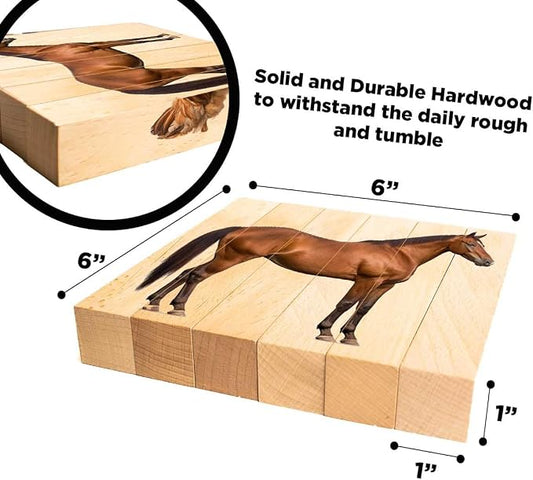 Wooden Animal Chunky Puzzles for Toddlers 2+ Years - Montessori 4 in 1 Farm Animal Block Puzzle Toy - Image 2