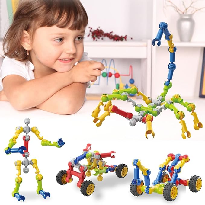 170 Pcs STEM Building Toys for Kids Ages 4-8, Building Blocks Educational Construction Engineering Building Kit for Ages 3 4 5 6 7 8 9 Year Old Creative Kids Games, Christmas Birthday Gifts Boys Girls - Image 7