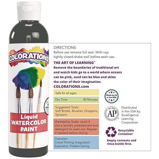 Colorations Liquid Watercolor Paint, 8 fl oz, Magenta, Non-Toxic, Painting, Kids, Craft, Hobby, Fun, Water Color, Posters, Cool effects, Versatile, Gift