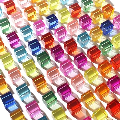 Dinhon 100 Pcs Acrylic Blocks for Toddler - 10 Colors Rainbow Gem Blocks, 2.5x2.5cm Crystal Cubes Stacking Rainbow Toy for Kids 1-5 Years Old, Light Table Blocks Bulk Birthday Gift - Image 2